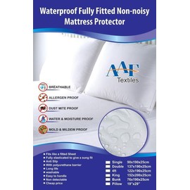Double Waterproof Fitted Sheet Mattress Protector Non Noisy Breathable Double 54x75x9Inches Breathable|Anti Allergy|Anti Dust Mite|Anti Sneezing|Anti Itching|Wipe off with Wet cloth (Waterproof Fitted Sheet, Double)