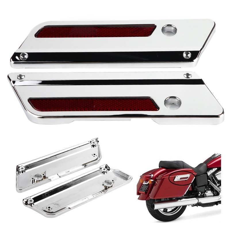 2 pcs Motorcycle Saddlebag Latch Cover Reflectors for Glide Touring