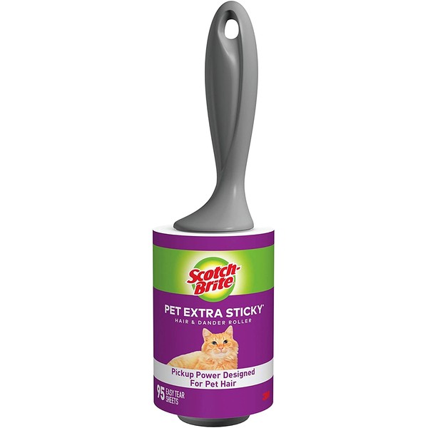 Scotch-Brite Pet Extra Sticky Lint Rollers, Works Great on Cat and Dog Hair, 95 Sheets