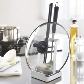 Tower Pot Lid Stand, Ladle Stand, Chopsticks, Smartphone Stand [Ladle & Pot Lid Stand Tower] (Black/02249)