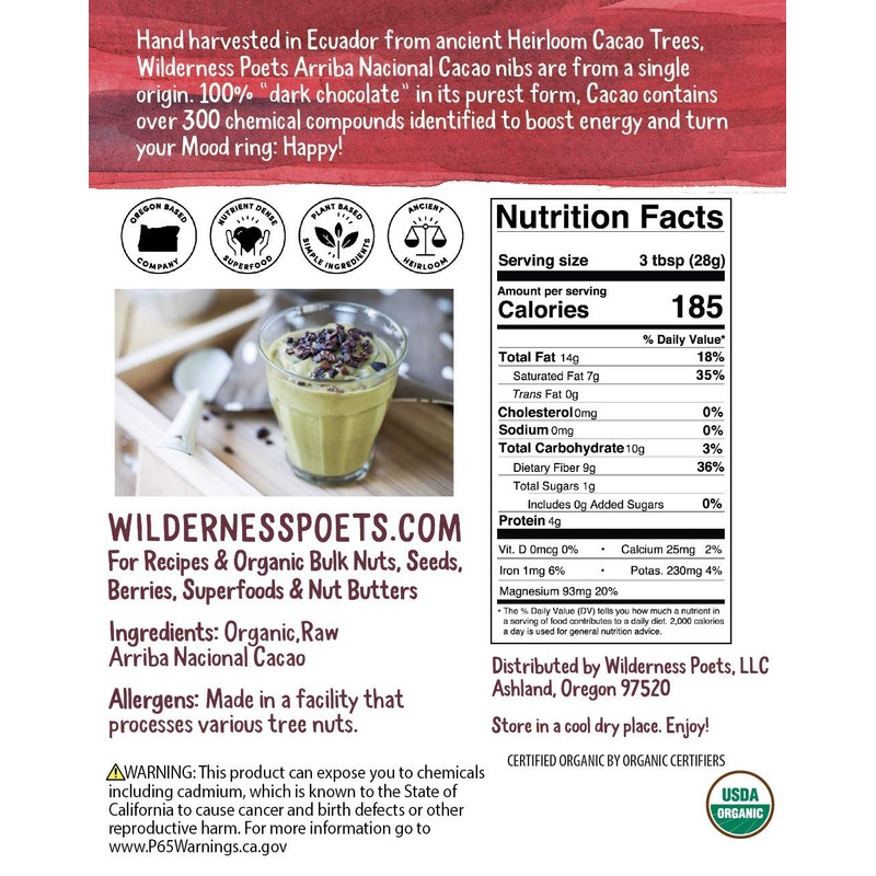 Arriba Nacional, Cacao Nibs, Unsweetened, 8 oz (226.8 g) -