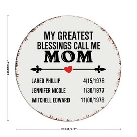 Greatest Blessings Call Me Mom 9x9 Inch Round Metal Signs Outdoor Custom House Gate Cabin Wall Decorations Tin Signs Best Mom Mommy Metal Plaque for Backyard