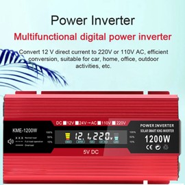500W Car Power Inverter AC Converter Solar Inverter LCD Digital Modified Sinewave Inverter with AC Outlets USB Charging Port On Off Switch for Car RV Solar Panel