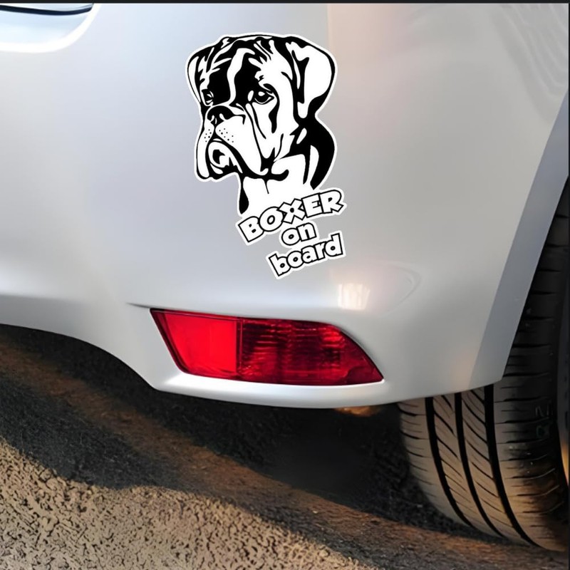Boxer On Board Reflective Sticker, Waterproof Dog Sticker for Car,