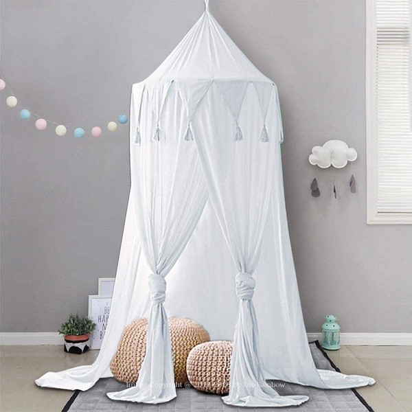 Dix-Rainbow Bed Canopy Net Unique Pendant Play Tent Bedding for Kids Playing Reading with Children Round Dome Netting Curtains Baby Boys Girls Games House