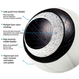 MINDCOLLISION Size 5/6/7 No Logo Basketball, Solid Color Basketball, Can Be Used for Autographs, Clubs, Training, Event Prizes,White,Size 6