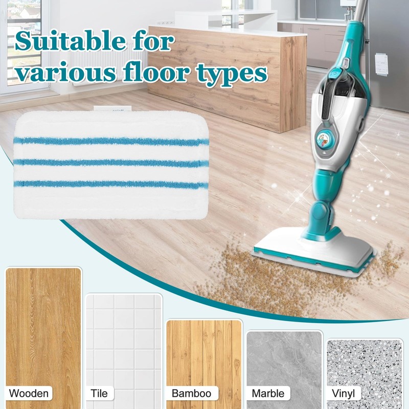 6Pack Steam Mop Pads Replacement for Black+Decker Steam Mop SM1600,