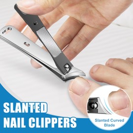 FULUNS Nail Clippers for Thick Nails for Seniors Ingrown Toenail Clippers with Slanted Curved Blade Heavy Duty Toe Nail Clippers for Men with Safety Lock Wide Jaw Opening Toenail Clippers with Catcher