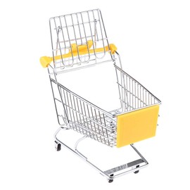 Mini Shopping Cart Miniature Supermarket Handcart Shopping Utility Cart Storage Toy for Kids - Yellow