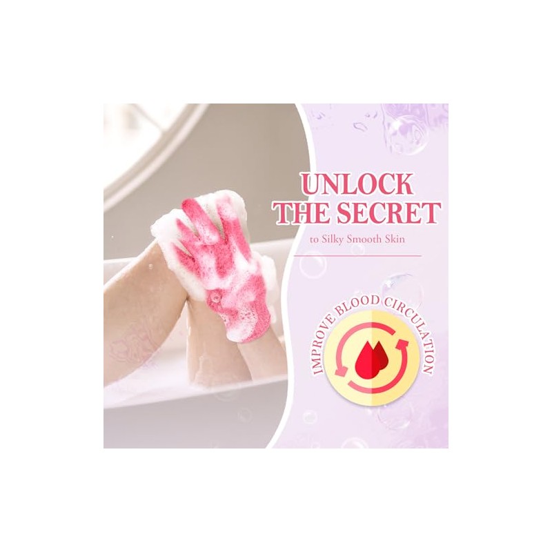 Exfoliating Gloves, 3 Textures Shower Scrub Gloves for Spa, Massage