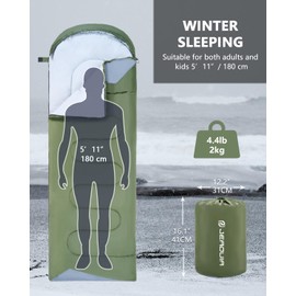 Sleeping Bags for Adults Cold Weather - 20 Degree Big&Tall Size Backpacking Lightweight Waterproof for Girls Boys Mens Teen Women for Camping Hiking Outdoor Travel Hunting with Compression Bags(green)