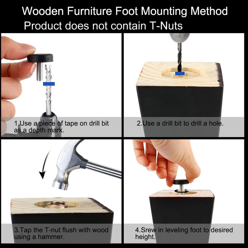 Sourcingmap M6x15mm Leveling Feet Adjustable Threaded Pole Leveling Foot Furniture