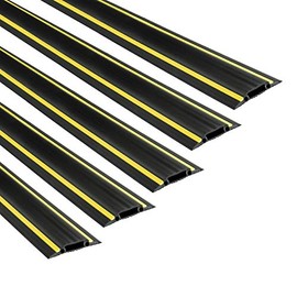 D-Line 6FT Linkable Floor Cord Cover/Cable Protector 5 Pack (30ft Total), Protect Cords and Prevent a Trip Hazard, 5 x 6ft Lengths, Cable Cavity 1.18in (W) x 0.39in (H) - Black & Yellow