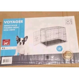 Voyager Single Door Folding Metal Dog Crate XSmall L 18in D 12in H 14in Cage