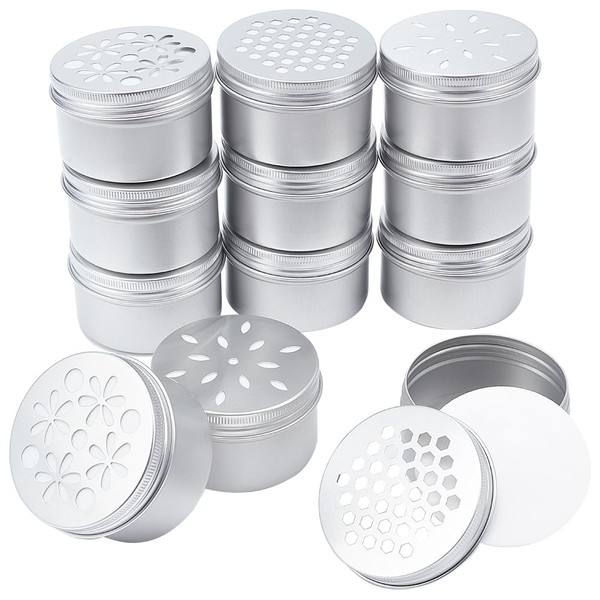 PH PandaHall 12pcs Aluminium Tins, 3 Style 4 Ounce Round