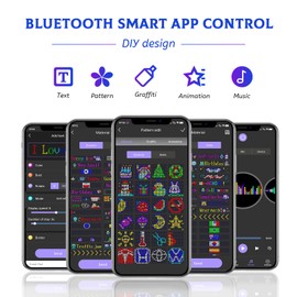 LED Signs Programmable Flexible Advertising Digital Sign LED Matrix Panel USB 5V Bluetooth Application Control DIY Scrolling LED Sign for Car Shop Bar Party Business Festival Home Decor 27''x5''