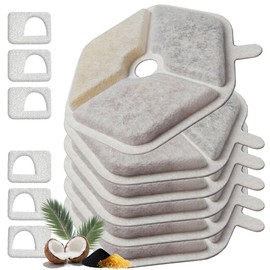 TOGGATH 6+6 Packs Replacement Filters Compatible with Smartoo 152oz/4.5L Wireless Cat Water Fountain, Pet Water Fountain Filter Replacement with Pre-Filter Sponges