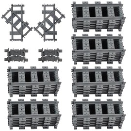 City Train Tracks,42PCS Classic Train Tracks Accessories,Railroad Building Toy Compatible with All Major Brand-38 Straights, 2 Crossing Rails, 2 Flexible Rails