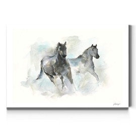 Renditions Gallery Galloping Stallion I Wall Art, Detailed Pencil Sketch, Black & White, Western, Premium Gallery Wrapped Canvas Decor, Ready to Hang, 12 in H x 18 in W, Made in America Artwork