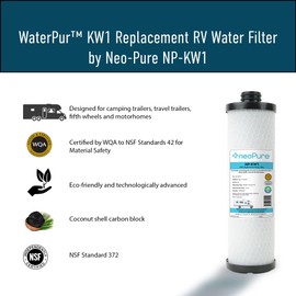 Neo-Pure NP-KW1 WaterPur KW1 Compatible 10" Carbon Block Filter for RCS/FR1 Housing | Chlorine, Sediment, VOC Reduction | RV, Boat, Camper Water Filtration - 2 PK
