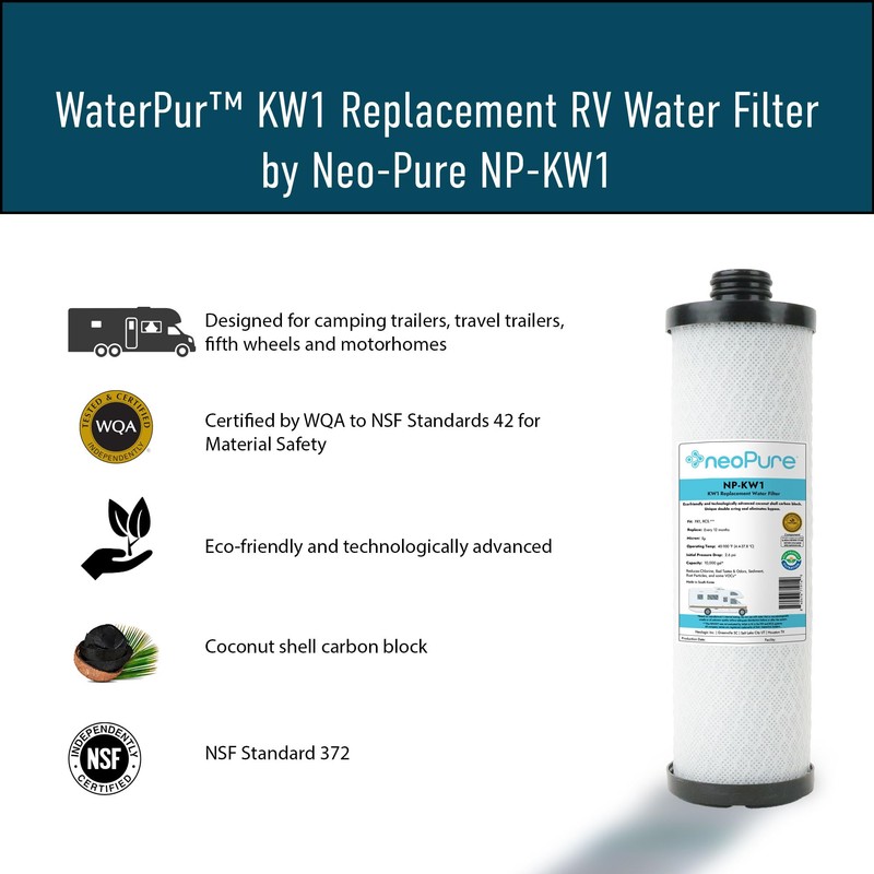 Neo-Pure NP-KW1 WaterPur KW1 Compatible 10" Carbon Block Filter for