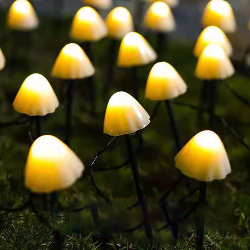 Mini Mushroom Solar Lights 8 Modes LED Waterproof String Pathway