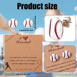 Baseball Earrings for Women, Lightweight Sports Stud Earrings Stylish Softball Jewelry Game Day Gifts for Baseballs Players Lovers Fans Mom Accessories (White)