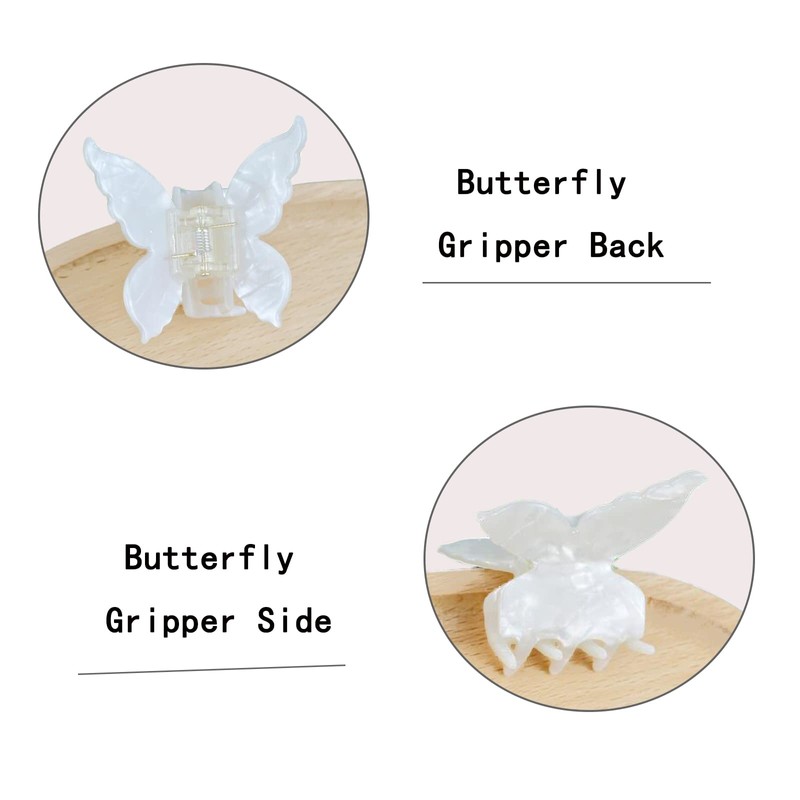 Pack of 4 Butterfly Hair Clips, Marble Hair Clips, Thick