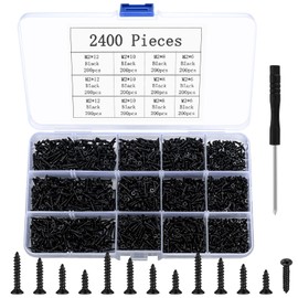 Small Self-Drillin, 2400 Small Wood Screws, Phillips Screws, Flat Head Countersunk Self-Drilling or Electronics DIY Woodworking - Black
