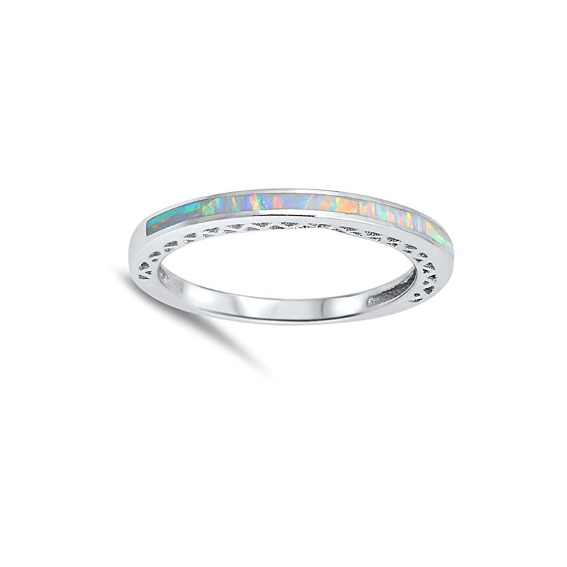 White Simulated Opal Stackable Wholesale Ring New .925 Sterling Silver