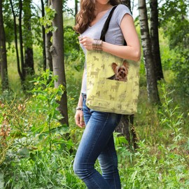 Yorkshire Terrier Gifts for Dog Lovers Owners - Reusable Shopper Shoulder Tote Bags - Cloth Fabric Gift Bag with Dogs on - YELL