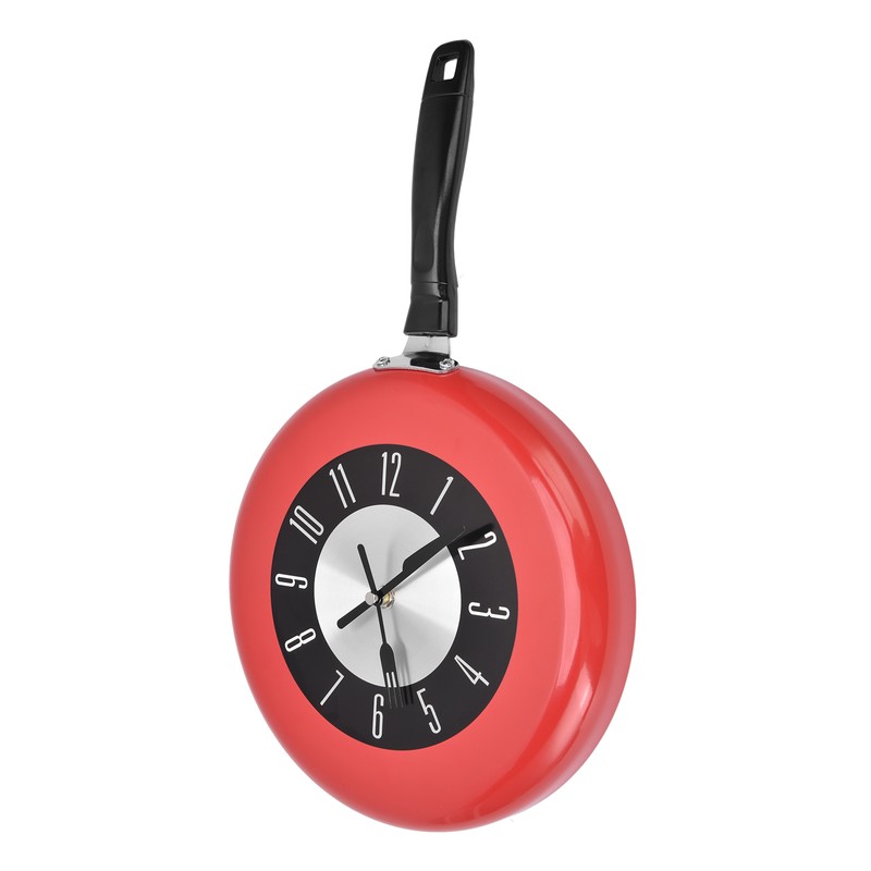 Frying Pan Wall Clock Aluminum Kitchen Pot Decorative Hanging Clocks