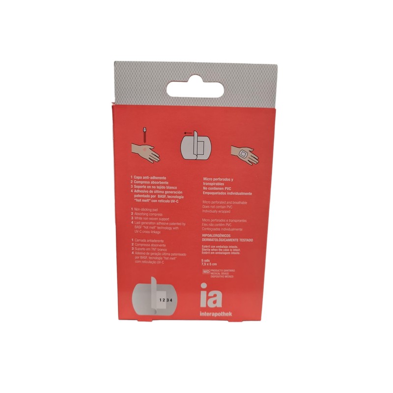 Interapothek TNT Dressing, Heridites, Non-woven Fabric, 5 Sterile Dressings, 7.5