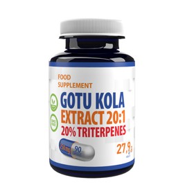 Gotu Kola 5,000mg Equivalent (250mg of 20:1 Extract) 90 Vegan Capsules, 20% Triterpenes, 3rd Party Lab Tested, High Stregth Supplement
