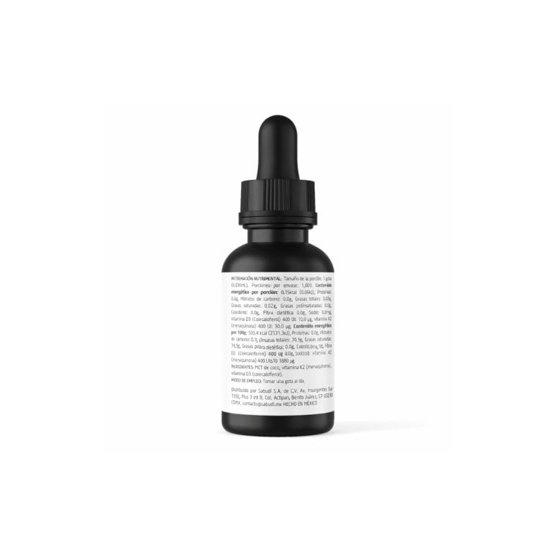 Vitamina D3 + K2 en gotas 30ml, suplemento diario, sin