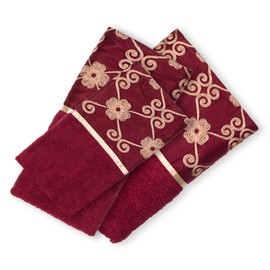 Popular Bath Bath Towels, Vlegant Rosa Collection, 21" x 12", Burgundy/Gold