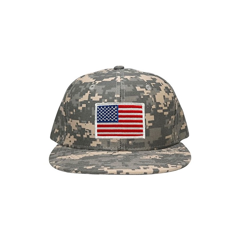Armycrew Flat Bill Digital Camo American Flag Patch Snapback Cap