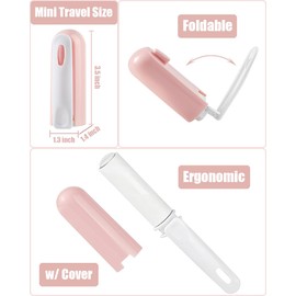 Mini Travel Lint Roller with Cover and 4 Refills Total 150 Sticky Sheets Compact Lint Roller for Purse Pocket Travel Essentials for Clothes Cute Pet Hair Pickup Roller (Pink)