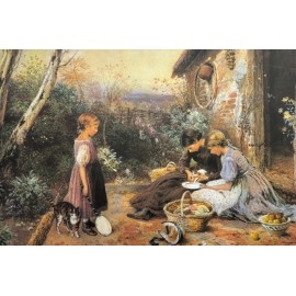 Myles B. Foster "The New Arrival" Custom Framed Art  Cat Kitten Children Baroque