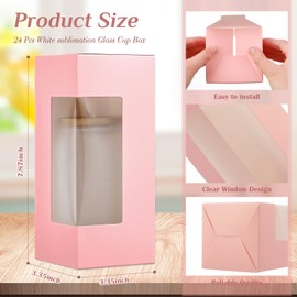 Honoson 24 Pcs Gift Boxes for Sublimation Glass Cup Shipping Gift Boxes for Packaging Exhibition Clear 12 16 20oz Drinking Jars Sublimation Glass Can Blank Tumbler(Pink)