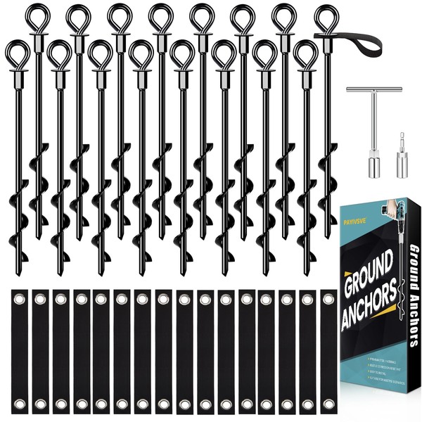 Payivsve Trampoline Anchors Set of 16 - Heavy Duty Trampoline