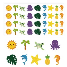 540pcs Tanning Sunbathing Tattoo Stickers, 9 Style Colorful Self-Adhesive Tan Bed Body Decals for Summer Beach Outdoor Indoor Salon Party Supplies(Beach & Ocean Style)