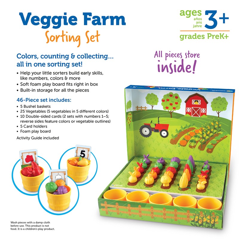 Learning Resources Veggie Farm Sorting Set - 46 Pieces, Ages
