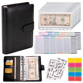 NICOOTH Budget Binder A6 Money Saving Binder with Zipper Cash Envelopes