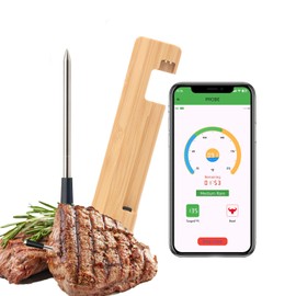 RYGDENG Wireless Smart Meat Thermometer, Digital Meat Thermometer Probe, Rechargeable Cooking Thermometer for Meat, 656FT Bluetooth Range Thermometer for Meat, BBQ, Grilling, Oven, Smoker