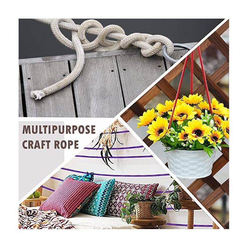 DIY All Purpose 32 feet 8mm(1/3inch) Diameter Soft Cotton Rope