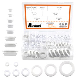 Rustark Pack of 100 8 Sizes White Rubber Grommets Assortment Set Cable Grommets Ladder Sealing Ring Cable Grommets Grommets Rubber Plugs for Car & Industry