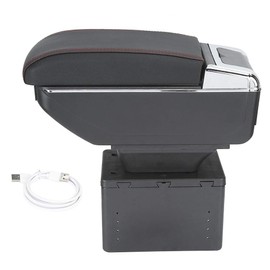 Armrest Box, Universal Car Center Console Armrest Box Container Storage Case Adjustable with USB Interface