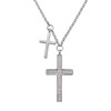 Kistanio Women's Necklace with Cross Pendant Double Cross, silver, Classic