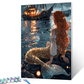 Tucocoo Sea-Maid Paint by Number Welcome Mermaid Girl of The Sea Paint by Number Senior Adult Ocean Princess Blue Ocean Series Creative Home and Room Decor Gifts for Girls 16x20 Inch (No Frame)